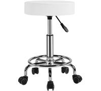 Yaheetech Tabouret roulettes Tabouret de Bureau Hauteur Réglable avec roulettes Rotation à 360° Tabouret de Travail Rotatif pour Bureau, Salon de Beauté et Massage, Tabouret Coiffeuse Clinique Blanc