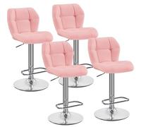 Yaheetech Tabourets de Bar Lot de 4 Réglable Hauteur - Rose