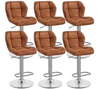 Yaheetech Tabourets de Bar Lot de 6 Réglable Hauteur - Marron Rétro