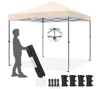 Yaheetech Tonnelle de Jardin Extérieur 3 × 3 M Tente de Camping Pliable avec Sac de Transport Sacs de Sable et Chevilles pour Camping Plage Fête et Foire Beige