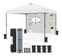 Yaheetech Tonnelle de Jardin Pop-up, Tonnelle Pliante 2,5x2,5 Imperméable avec Parois Latérale et Sacs de Sable, Barnum Pliant Anti-UV en Hauteur Réglable pour Jardin Plage Terrasse Camping Blanc