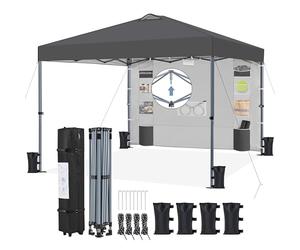 Yaheetech Tonnelle de Jardin Pop-up, Tonnelle Pliante 2,5x2,5 Imperméable avec Parois Latérale et Sacs de Sable, Barnum Pliant Anti-UV en Hauteur Réglable pour Jardin Plage Terrasse Camping Gris Foncé