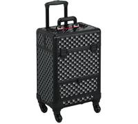 Yaheetech Valise Cosmétiques Noire Professionnelle Mallette de Maquillage Verrouillable Trolly avec 4 Plateaux Rétractables 1 Tiroir