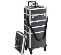 Yaheetech Valise de Maquillage 5 en 1 avec Couverture Mallette Maquillage Verrouillable Compartiments Valise de Beauté Professionnelle 34 x 25,5 x 80,2 cm Noir