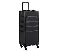 Yaheetech Valise Maquillage à roulettes 4 en 1 Cadre Aluminium Mallette Mauillage Professionnelle Bijoux Cosmétique Noir