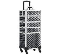 Yaheetech Valise Maquillage Professionnel 4-en-1 Valise Esthetique roulettes Pivotantes à 360° pour Manucure, Voyage, Maquilleur 34 x 25,5 x 80 cm Noir