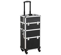 Yaheetech Valise Maquillage Professionnel Malette Maquillage Beauty Case à roulettes Detachable Boîte en Haut Utilisée Séparément avec Bandoulière Poignée Télescopique 36 x 24 x 106,5 cm Noir