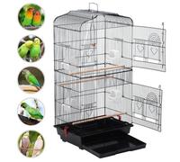 Yaheetech Volière cage à oiseaux mangeoire oiseaux avec 4 perchoirs 46 x 36 x 92 cm