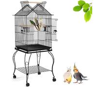 Yaheetech Volière Oiseau Cage à Oiseaux pour Canaries Grosses Perruches Canaris Calopsitte Inséparable avec Support détachable 59,5 x 59,5 x 145 cm