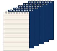 Yahenda Lot de 6 carnets à spirales à reliure supérieure A5, taille 21 cm, 7,6 x 13,7 cm, papier ligné pour l'école, le bureau, les affaires, cadeaux (bleu foncé)
