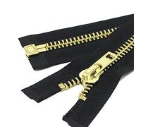 YaHoGa 58 cm #10 Grand Fermetures éclair Métal Séparable Noir Fermeture Éclair Métallique A Zipper Glissière pour Les Jackets (Laiton)