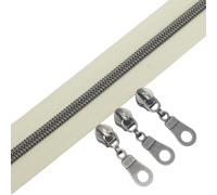 YaHoGa 9 metres Métalliques Nylon Fermeture éclair au mètre, 30 mm large, comprenant 25 Curseurs (Gunmetal beige)