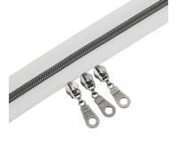 YaHoGa 9 metres Métalliques Nylon Fermeture éclair au mètre, 30 mm large, comprenant 25 Curseurs (Gunmetal Blance)