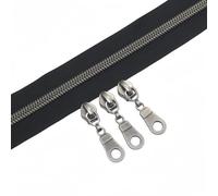 YaHoGa 9 metres Métalliques Nylon Fermeture éclair au mètre, 30 mm large, comprenant 25 Curseurs (Gunmetal Noir)