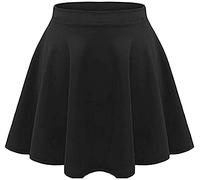 YAHOMI Mini jupe plissée unie taille haute pour filles - Jupe patineuse trapèze décontractée - Jupe évasée pour enfants - Jupe unie pour adolescentes, Noir , 9-10 ans