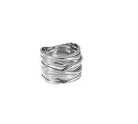 YAHOYA 15mm en Acier Inoxydable Tridimensionnel Tressé Bague Géométrique Hommes et Femmes Bague Cadeau Bijoux