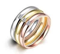 YAHOYA 3 PCS Female Wedding Rings Solitaire Stone Ring Set Rose Gold/Gold/Silver Color Stainless Steel Alliances Engagement pour Femmes