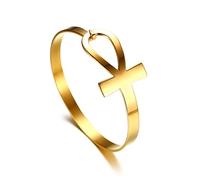 YAHOYA Ankh Cross Bracelet pour Femmes Acier Inoxydable Clé de Vie Bangle Bracelet Femme Egypte Bijoux Religieux Charm Bracelets