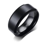 YAHOYA Bagues en Titane pour Hommes Noir 8mm de Large Bague Brief Matte Alliance Taille US Taille 7-12