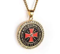 YAHOYA Christian Maltese Cross Symbol Pendentif Homme Christian Crusader Holy Warrior Mode Bijoux Collier Tendance Religieuse