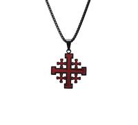 YAHOYA Collier Croix DE JÉRUSALEM pour Hommes CROISÉS BIBLIQUES Pendentif en Acier Inoxydable Bijoux ISRAËL Croisés de la Bible