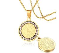 YAHOYA Collier de prière Bible Verset Homme Bijoux Chrétiens Acier Inoxydable Mains Suppliantes Pièce de Monnaie Médaille Pendentif Colliers