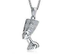 YAHOYA Collier Reine Néfertiti, Egypte Ancienne Pharaon Acier Inoxydable Hommes Bijoux, Pendentif Néfertiti, Cadeau de Mythologie
