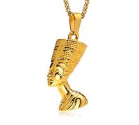 YAHOYA Collier Reine Néfertiti, Egypte Ancienne Pharaon Acier Inoxydable Hommes Bijoux, Pendentif Néfertiti, Cadeau de Mythologie