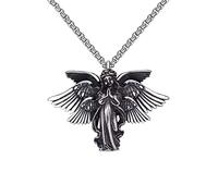 YAHOYA Collier Séraphin Vintage pour Hommes et Femmes Argent Couleur Ange Pendentif Collier Bonne Chance Bijoux Amulette Cadeau