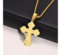 YAHOYA Colliers de Croix de Crucifix orthodoxe pour Hommes Bijoux, Russe Oriental Saint-Nicolas Pendentif Religieux Cadeaux de prière Religieuse