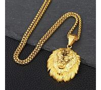YAHOYA Crime of Pride Lion Head Mens Necklace Gold Color Fashion Hanging Chain Necklace Party Shining Mens Jewelry Accessories