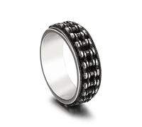 YAHOYA Hip Hop Moto Bike Chain Ring pour Hommes Retro Acier Inoxydable Rotatable Cool Gris Punk Ring
