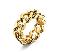 YAHOYA Hommes Anneaux Chain Link Design Acier Inoxydable Or Noir Argent Couleur Mode Bijoux Grande Taille US