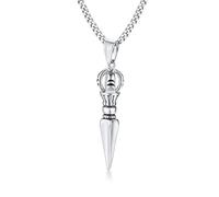 YAHOYA Hommes Collier Pendentif en Acier Inoxydable Bouddhisme tibétain Vajrayana Bouddhiste Vajra Dorje Dague Amulette Protection