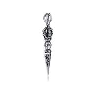 YAHOYA Hommes Collier Pendentif en Acier Inoxydable Bouddhisme tibétain Vajrayana Bouddhiste Vajra Dorje Dague Amulette Protection