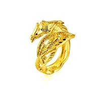 YAHOYA Luxe Vietnam Or Dragon Phoenix Anneaux Réglable Couple Amants Fiançailles Anneaux de Noces Bijoux Femmes Hommes Phoenix Bague