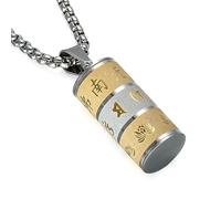 YAHOYA Mani Padme Hum Pendentif Roue à prières Hommes et Femmes Pendentif Collier Bijoux de Style Ethnique tibétain