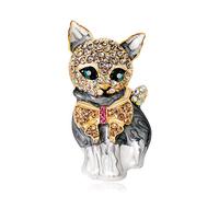 YAHOYA Mignon Luxe émail Chat Broches pour Femmes Mode Strass élégant Chaton Broche épingle Cristal Animal épingles Bijoux Accessoires