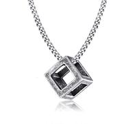 YAHOYA Moderne Minimaliste Collier Cube Pendentif Homme GÉOMÉTRIQUE Pendentif en Acier Inoxydable 3D CONÇU Hipster Homme Bijoux