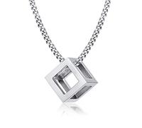 YAHOYA Moderne Minimaliste Collier Cube Pendentif Homme GÉOMÉTRIQUE Pendentif en Acier Inoxydable 3D CONÇU Hipster Homme Bijoux