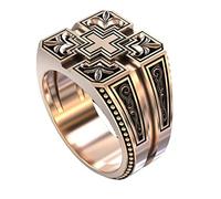 YAHOYA Nouvelle Personnalité Cross Print Ring Christian Men’s Ring Mode Punk Religieux Bijoux Cadeau