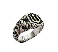 YAHOYA Punk Retro Poseidon Trident Bague Argent Couleur Ouverte Bague Personnalité Hommes Cool Tendance Bague Anniversaire Cadeau