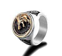 YAHOYA Retro Men Odins Wolf Fenrir Signet Rings Gold Color Stainless Steel Norse Mythology Symbols Valknut Amulette Ring Punk Accessoires