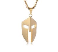 YAHOYA Retro Victory Ares Spartan Casque Pendentif Acier Inoxydable Grec Ancien Roman Spartan Masque Collier Hommes Hip Hop Bijoux