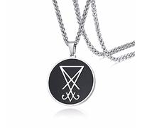 YAHOYA Sigil DE Lucifer Disque Pendentif Symbole SATANIQUE en Acier Inoxydable SATANISME Bijoux Unisexes Sceau DE Satan Collier
