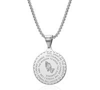 YAHOYA Spirale Sérénité Prière Mains Collier Autour de Notre Père Médaille Seigneur Sérénissime Bible Verset Jérusalem Hommes Collier