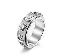 YAHOYA Star Moon Sun Acier Inoxydable Or Noir Argent Couleur Anneaux pour Hommes Bague Spinner en Titane Rotatif Nouveaux Bijoux Lucky Faith