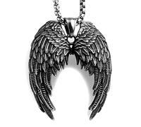 YAHOYA Une Paire d’Ailes Collier pour Hommes Vintage en métal Ange Aile Pendentif chaîne en Acier Inoxydable Biker Street Wear