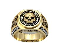 YAHOYA Viking Pirate Anchor Skull Ring Hommes Vintage Titanium Steel Gold Double Blade Gold Ring Gothic Punk Biker Ring Jewelry Party