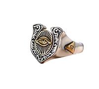 YAHOYA Vintage Punk Fer à Cheval Oeil d’Horus Open Ring God Eye Pendentif Hommes’s Punk Accessoires Bijoux Cadeau